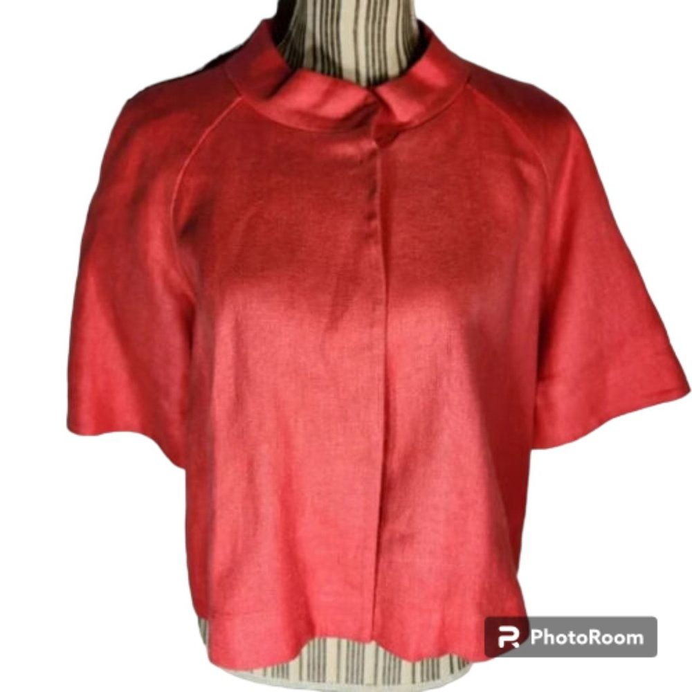 Chaus NWOT Red / Orange Short Sleeve Cropped Jacket Size 8P